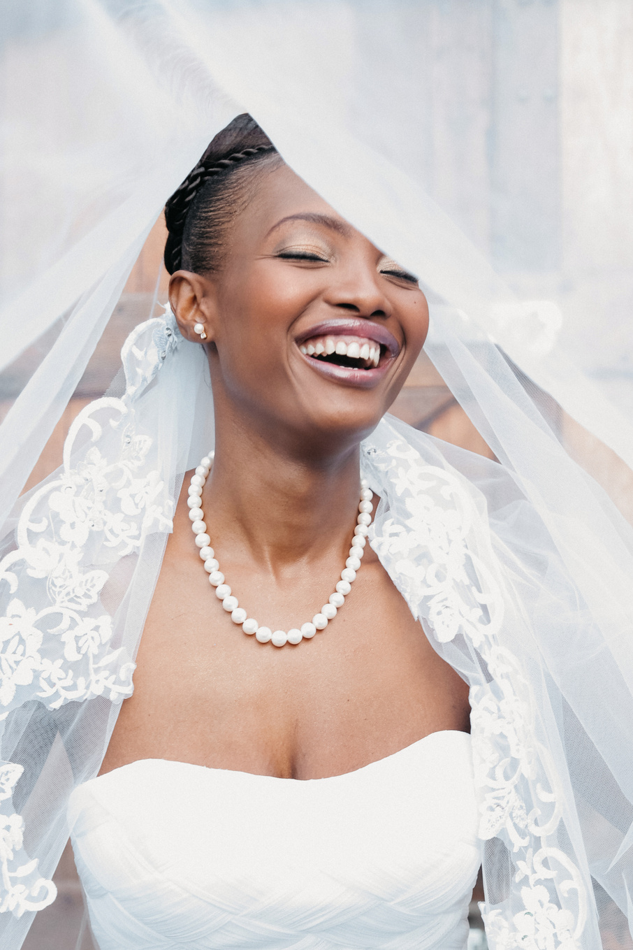Smiling Bride on Her Wedding Day