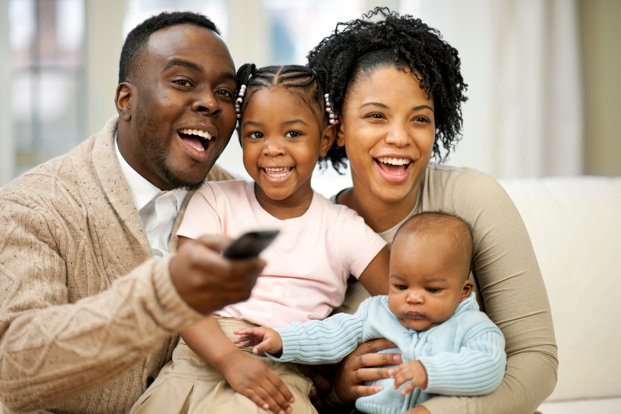 black family watching tv